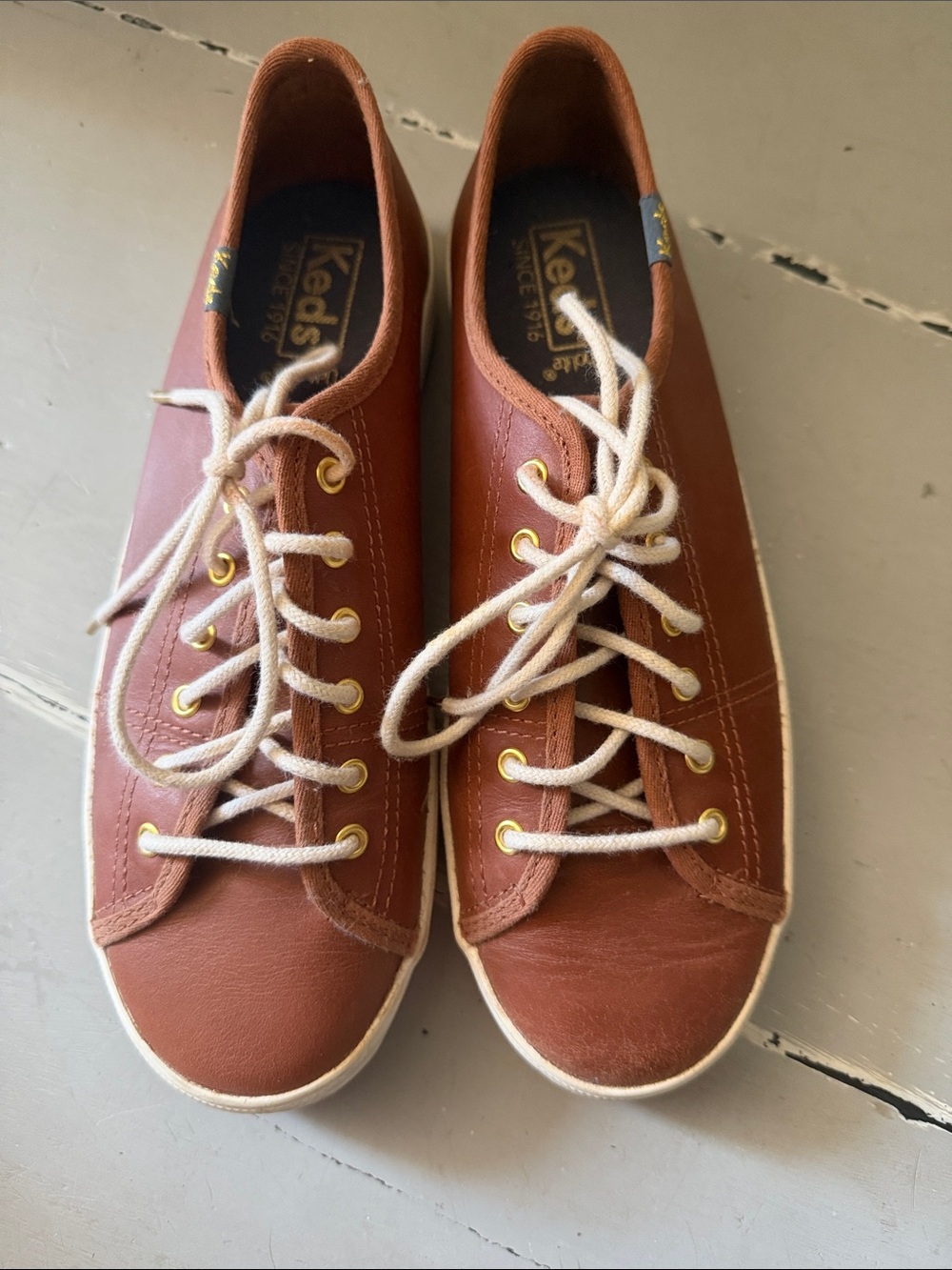 Keds women’s Low-Top Sneakers in Chestnut Brown with Cream Laces
